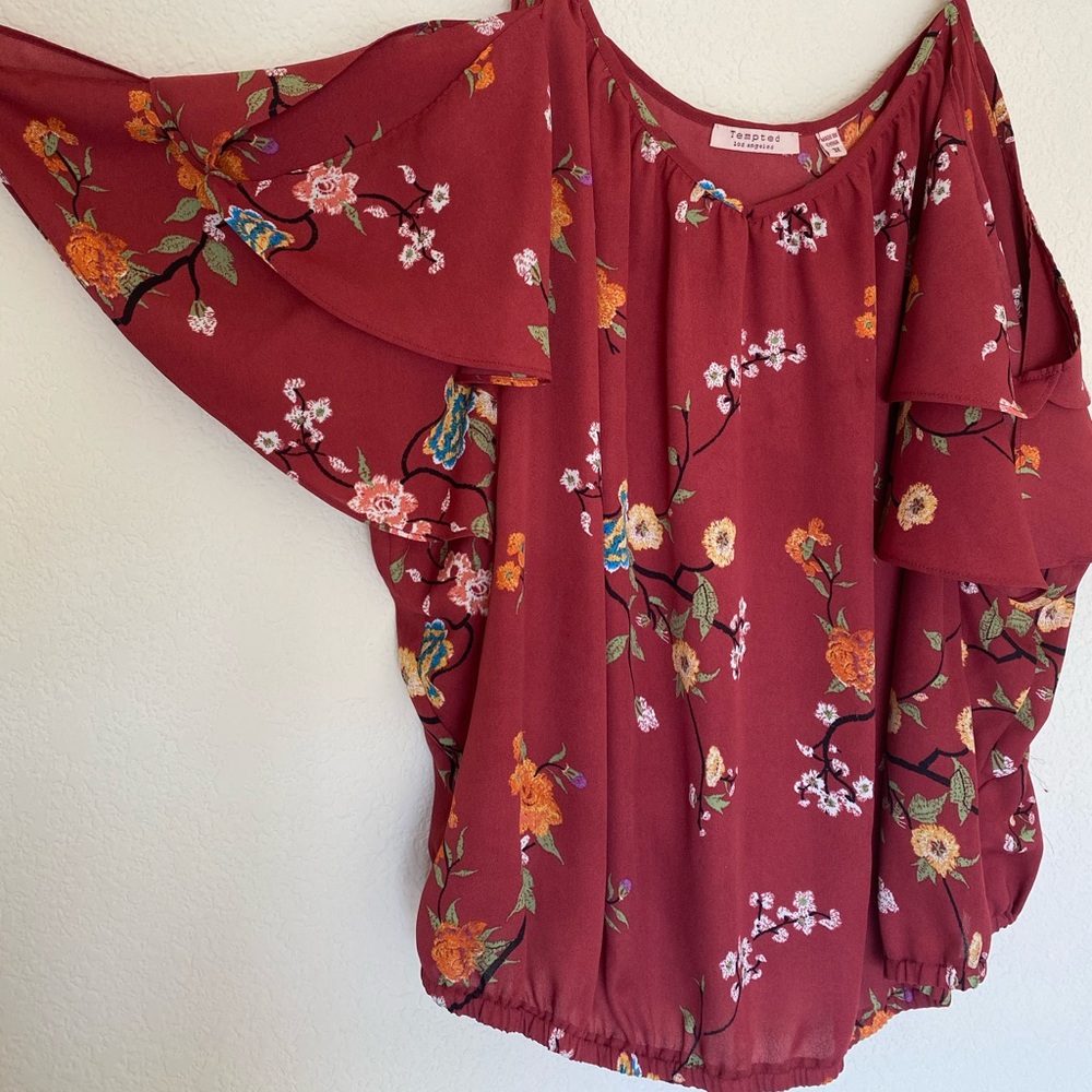 Burgundy off the shoulder blouse